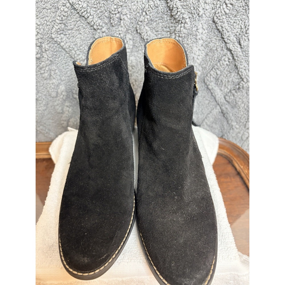 White Mountain Altos Black Suede Block Heel Bootie W34730 Size 7